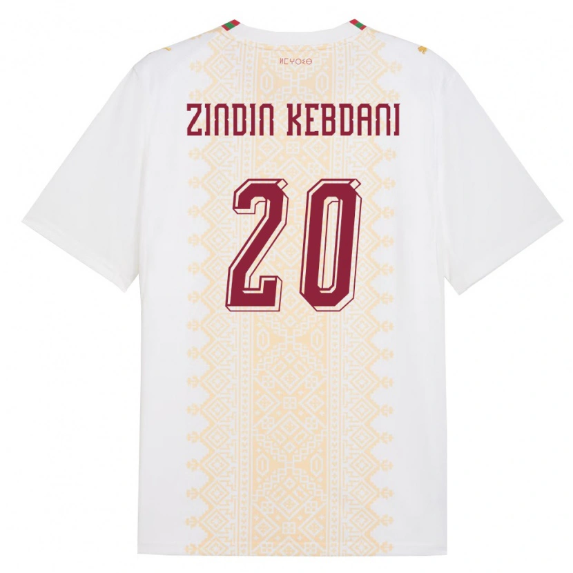Danxen Men Morocco Mohammed Zindin Kebdani #20 White Gold Red Away Jersey 26-28 T-Shirt