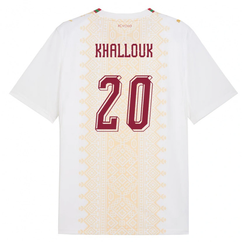 Danxen Men Morocco Bachir Khallouk #20 White Gold Red Away Jersey 26-28 T-Shirt