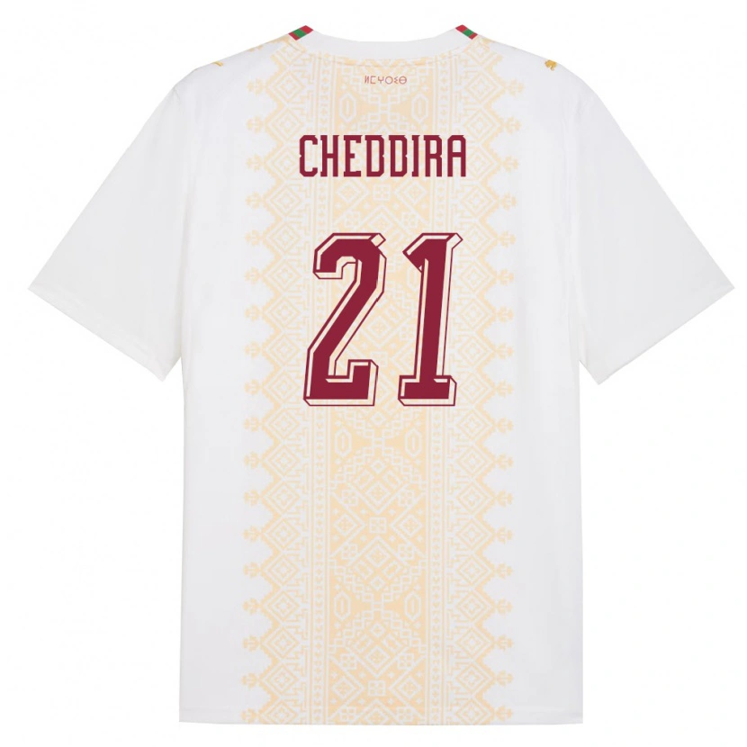 Danxen Men Morocco Walid Cheddira #21 White Gold Red Away Jersey 26-28 T-Shirt