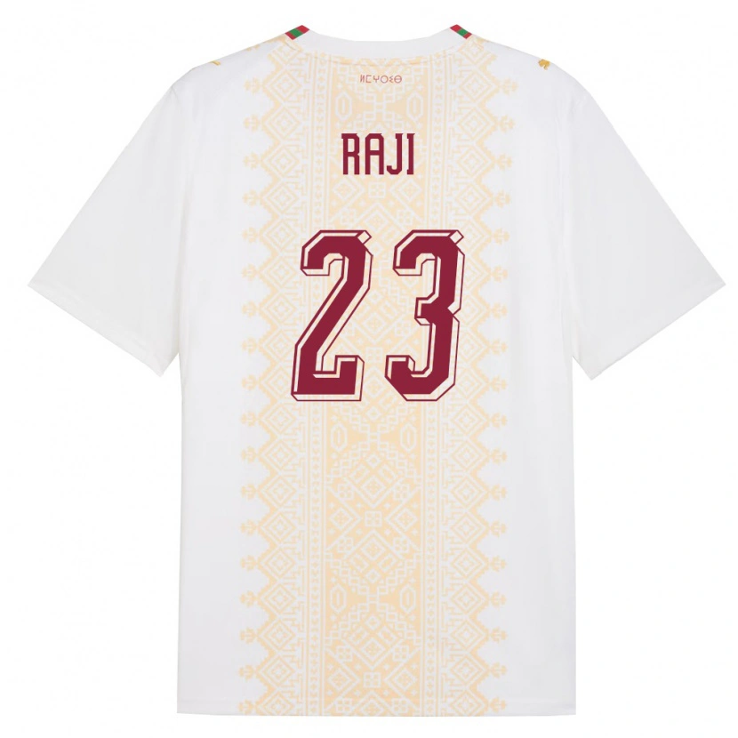 Danxen Men Morocco Hamza Raji #23 White Gold Red Away Jersey 26-28 T-Shirt