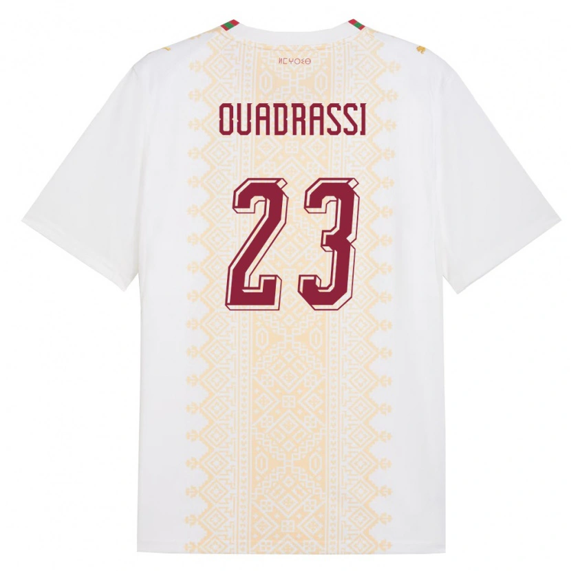 Danxen Men Morocco Dalil Ouadrassi #23 White Gold Red Away Jersey 26-28 T-Shirt
