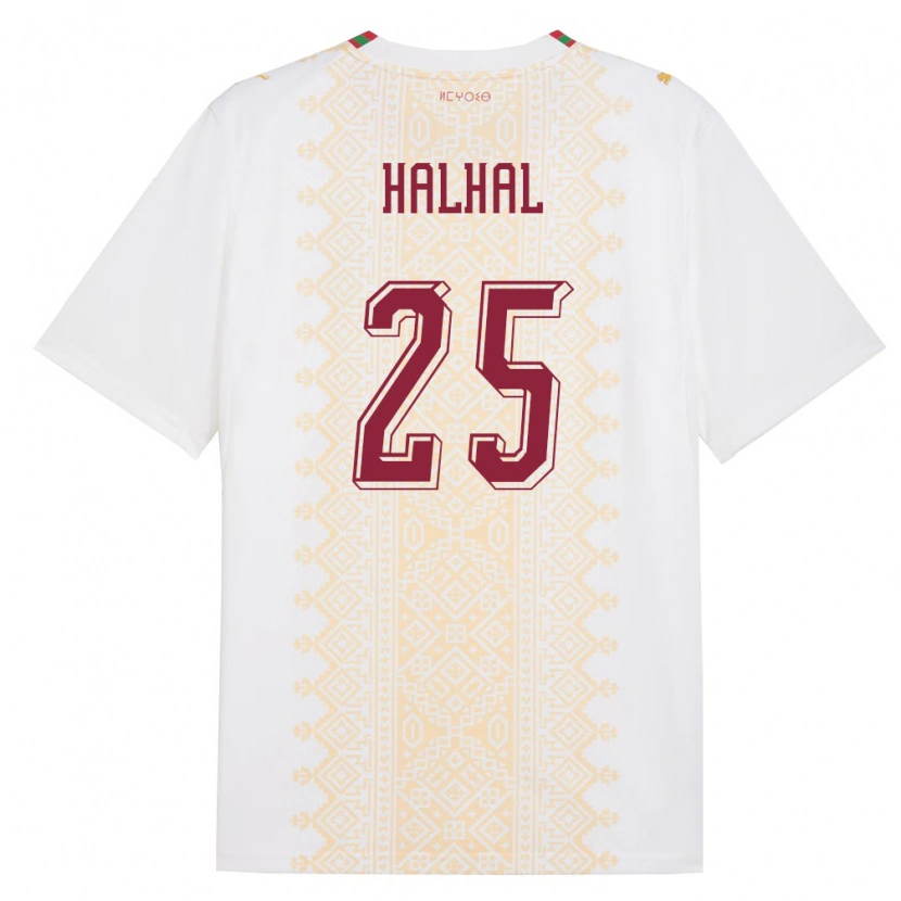 Danxen Men Morocco Redouane Halhal #25 White Gold Red Away Jersey 26-28 T-Shirt