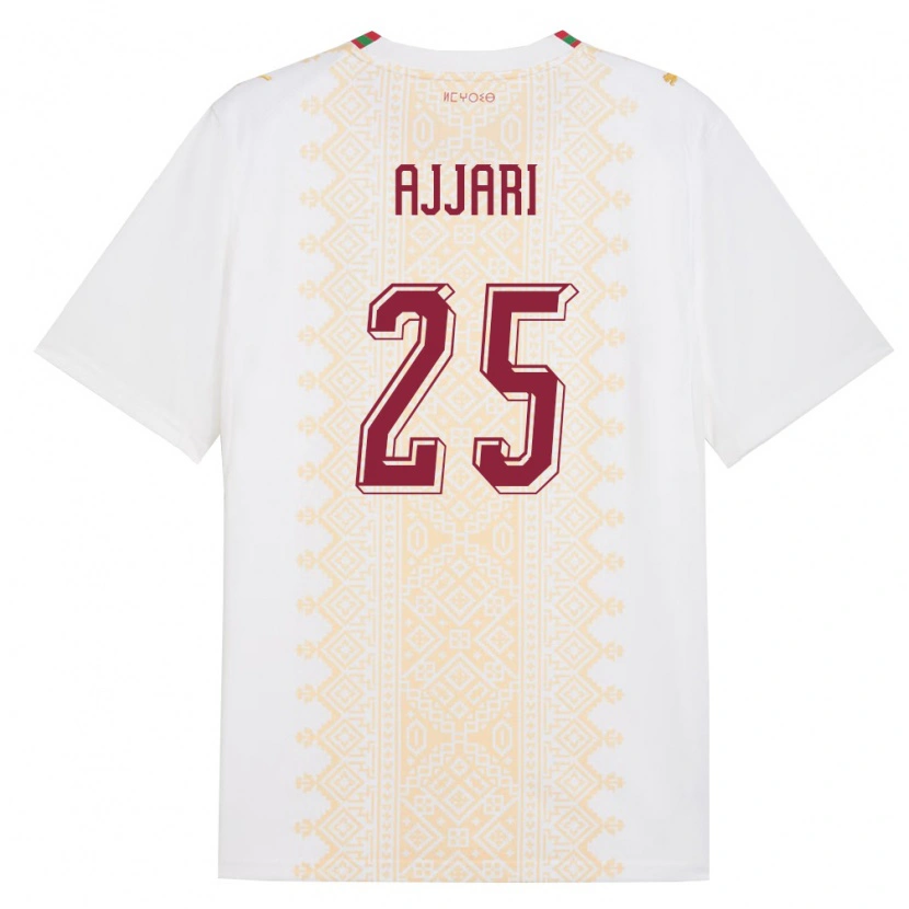 Danxen Men Morocco Reda Ajjari #25 White Gold Red Away Jersey 26-28 T-Shirt