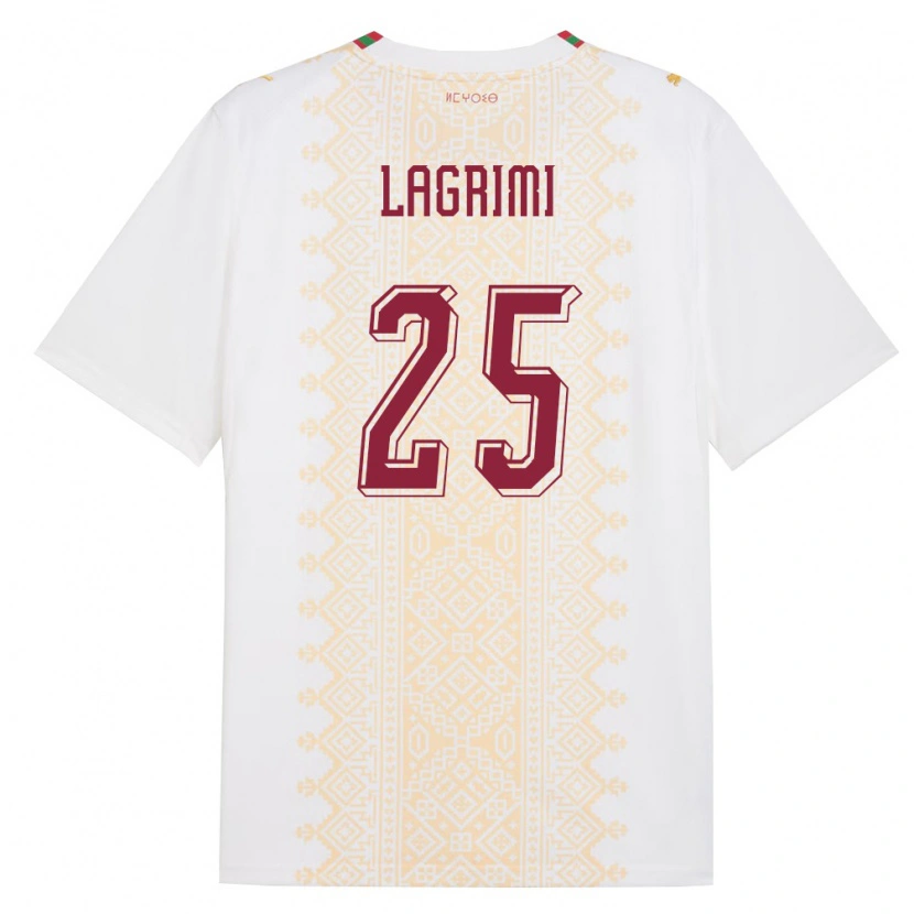 Danxen Men Morocco Ilyass Lagrimi #25 White Gold Red Away Jersey 26-28 T-Shirt