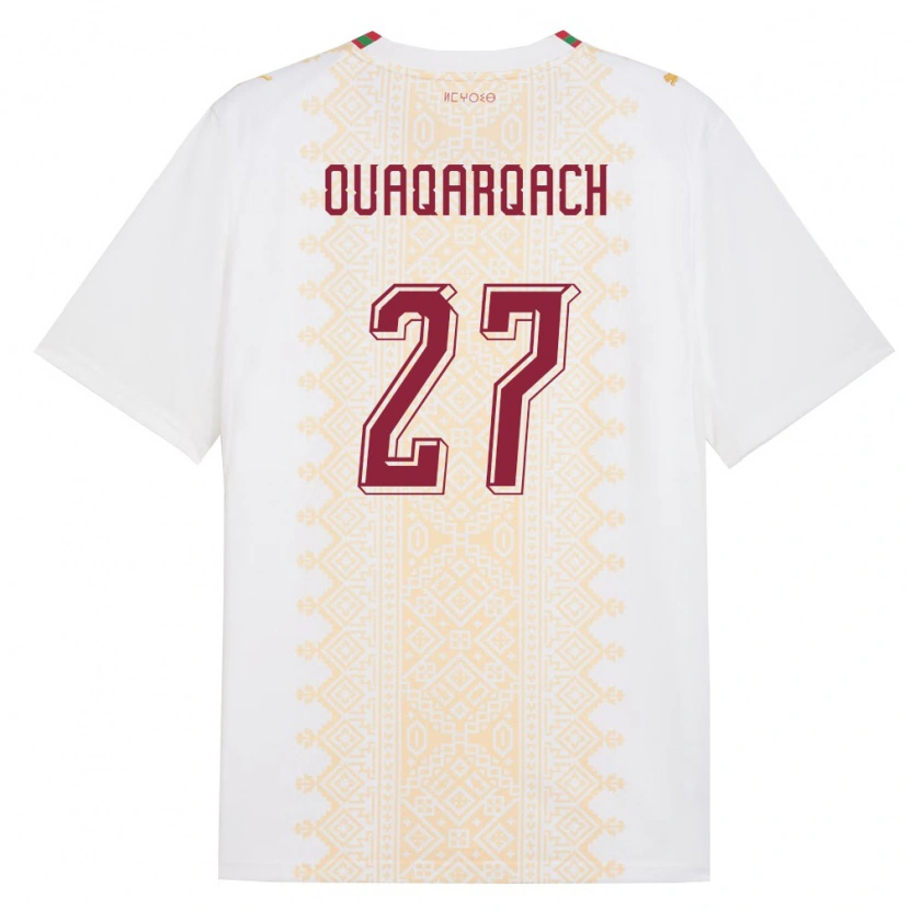 Danxen Men Morocco Abdelkader Ouaqarqach #27 White Gold Red Away Jersey 26-28 T-Shirt