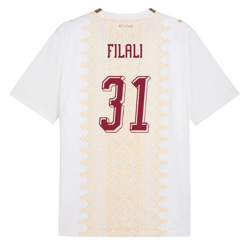 Danxen Men Morocco Abderrahmane Filali #31 White Gold Red Away Jersey 26-28 T-Shirt