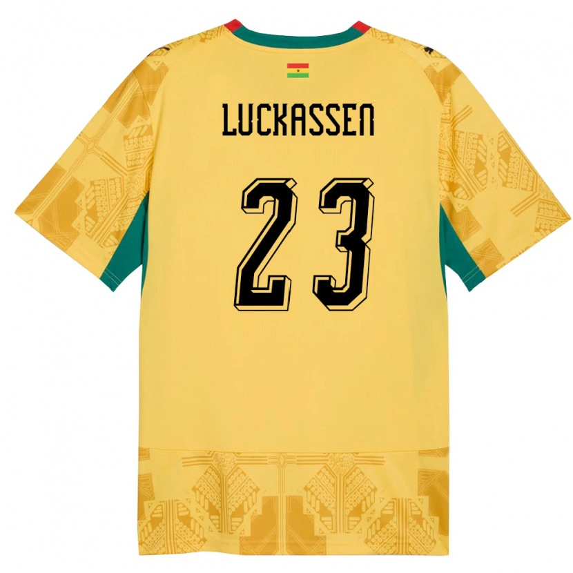 Danxen Men Ghana Derrick Luckassen #23 Yellow Red Black Away Jersey 26-28 T-Shirt