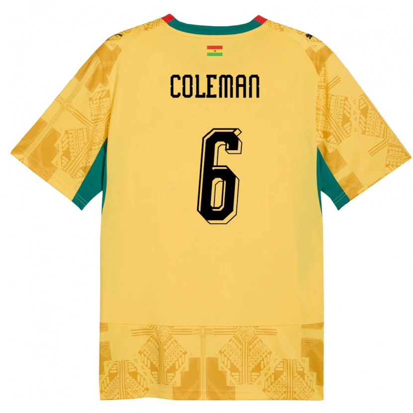 Danxen Men Ghana Ellen Coleman #6 Yellow Red Black Away Jersey 26-28 T-Shirt