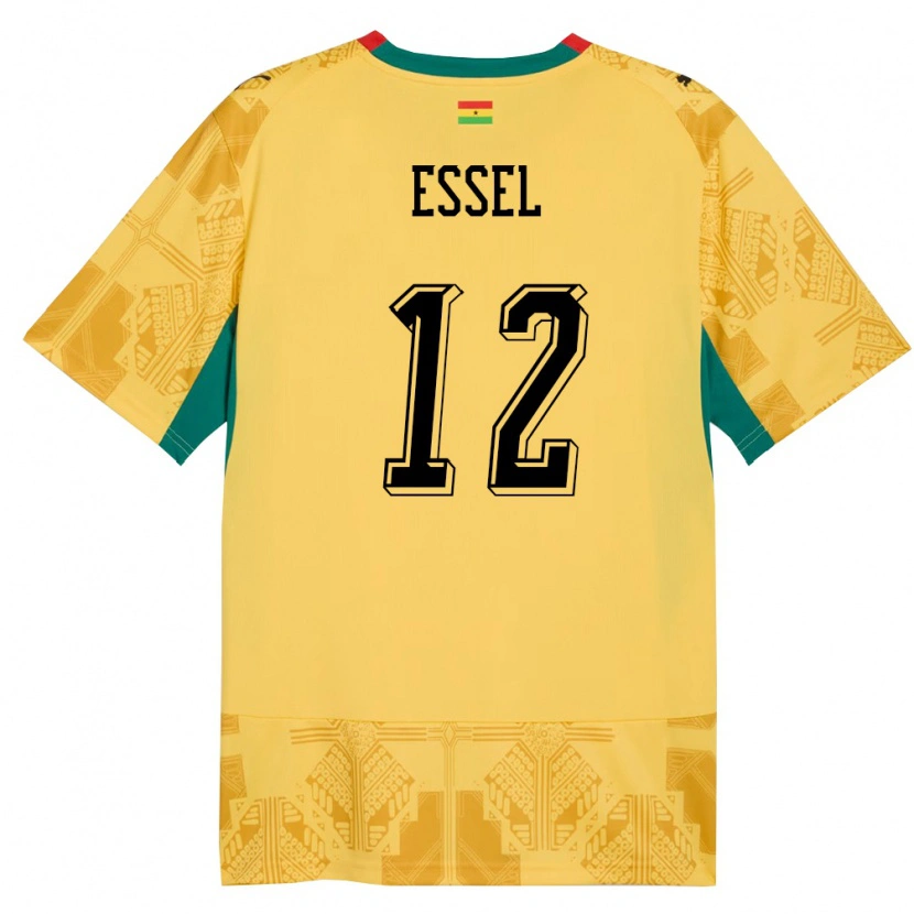 Danxen Men Ghana Aaron Essel #12 Yellow Red Black Away Jersey 26-28 T-Shirt
