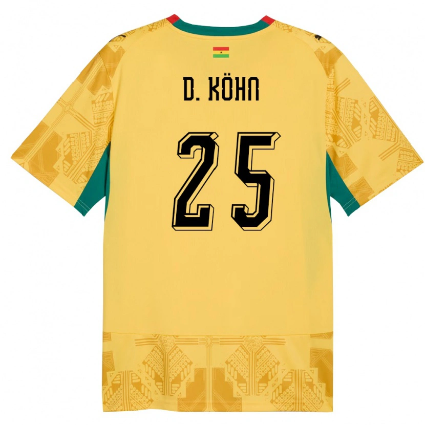 Danxen Men Ghana Derrick Köhn #25 Yellow Red Black Away Jersey 26-28 T-Shirt