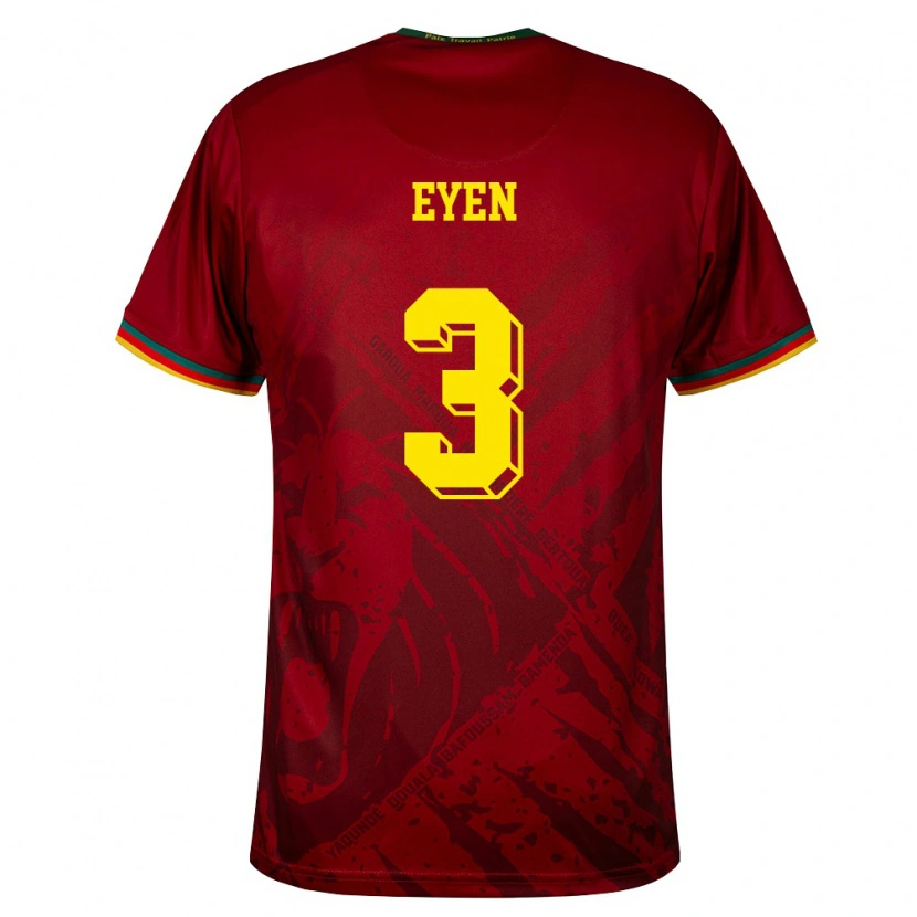 Danxen Men Cameroon Oscar Eyen #3 Deep Red Green Yellow Away Jersey 26-28 T-Shirt