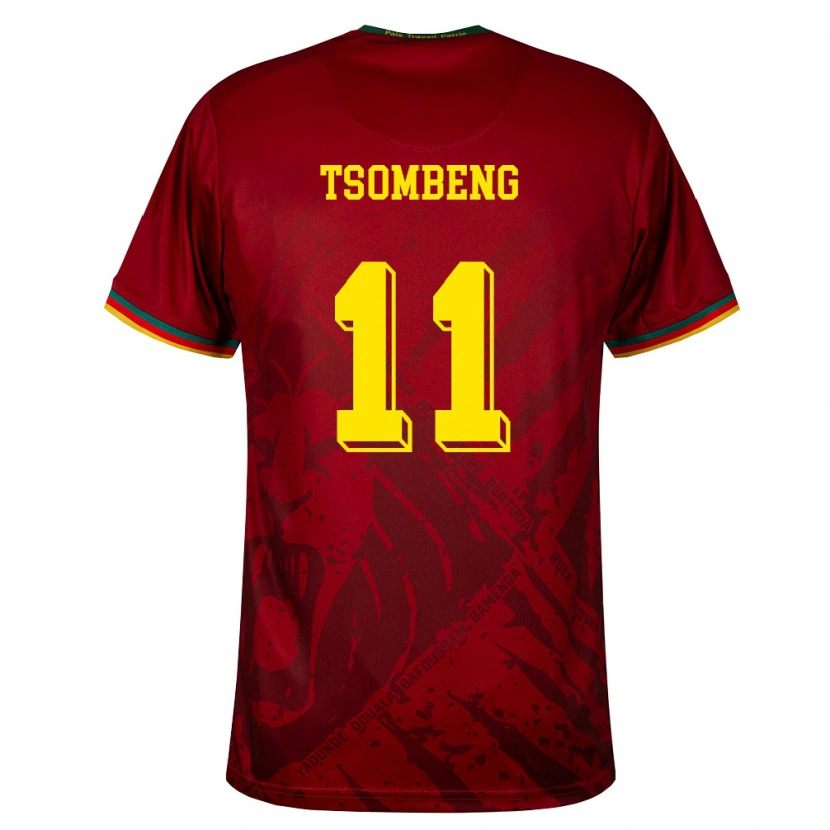 Danxen Men Cameroon Arnaud Tsombeng #11 Deep Red Green Yellow Away Jersey 26-28 T-Shirt