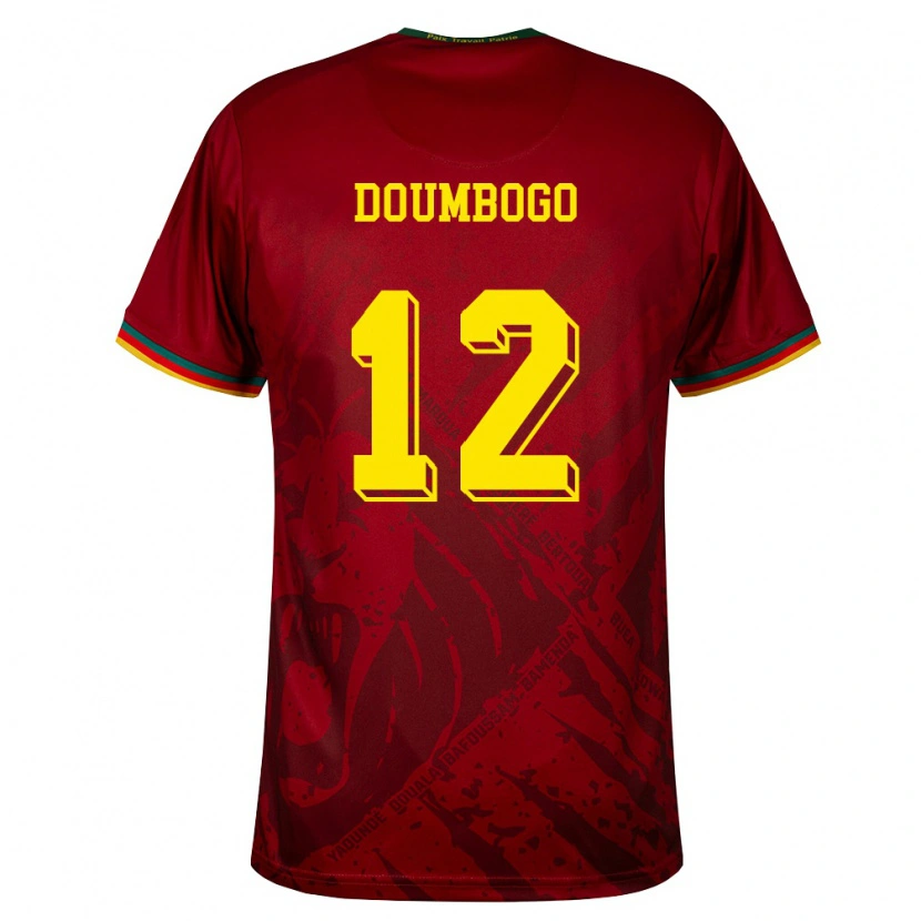 Danxen Men Cameroon Noel Doumbogo #12 Deep Red Green Yellow Away Jersey 26-28 T-Shirt