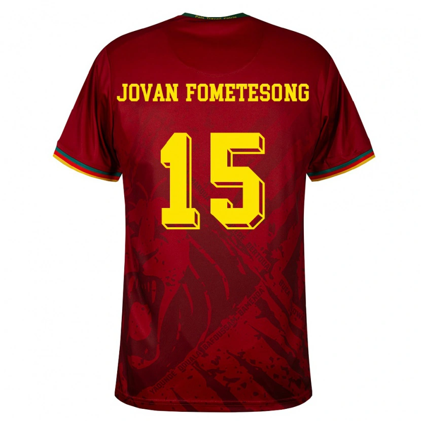 Danxen Men Cameroon Ralph Jovan Fometesong #15 Deep Red Green Yellow Away Jersey 26-28 T-Shirt