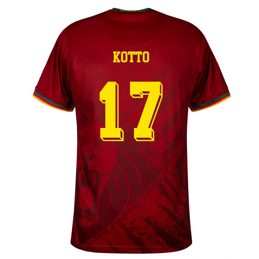 Danxen Men Cameroon Samuel Kotto #17 Deep Red Green Yellow Away Jersey 26-28 T-Shirt