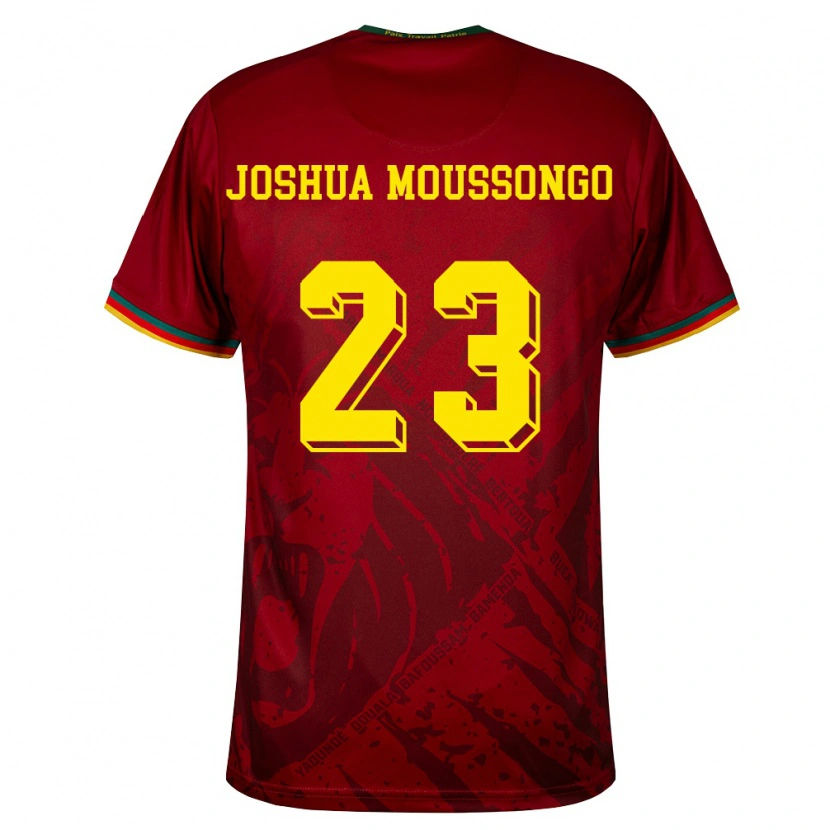 Danxen Men Cameroon Fonda Joshua Moussongo #23 Deep Red Green Yellow Away Jersey 26-28 T-Shirt