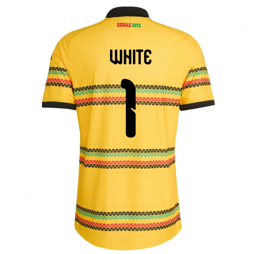 Danxen Women Jamaica O'mario White #1 Yellow Black Green Home Jersey 26-28 T-Shirt