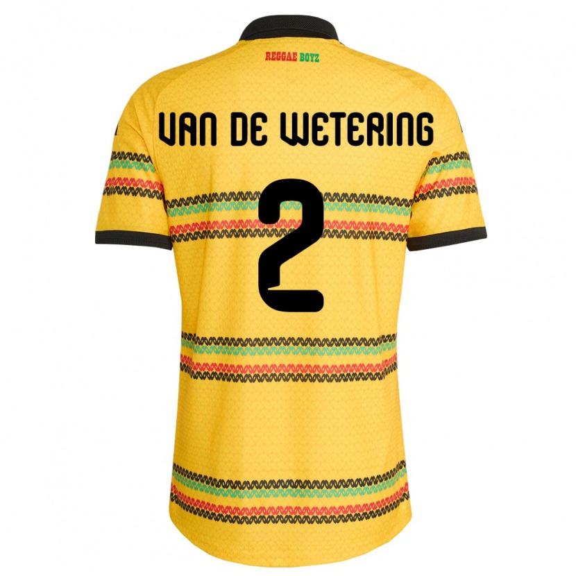 Danxen Women Jamaica Marlon Van De Wetering #2 Yellow Black Green Home Jersey 26-28 T-Shirt