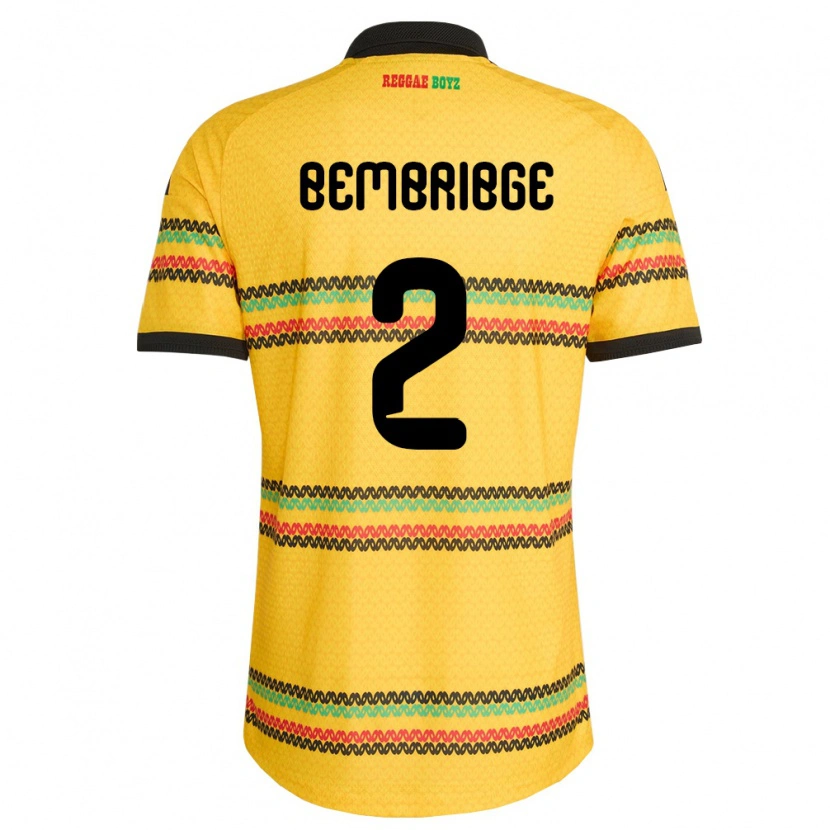 Danxen Women Jamaica Tyraun Bembribge #2 Yellow Black Green Home Jersey 26-28 T-Shirt