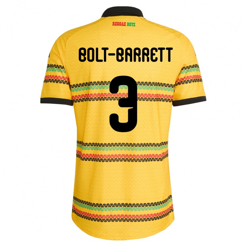 Danxen Women Jamaica Nahshon Bolt-Barrett #3 Yellow Black Green Home Jersey 26-28 T-Shirt
