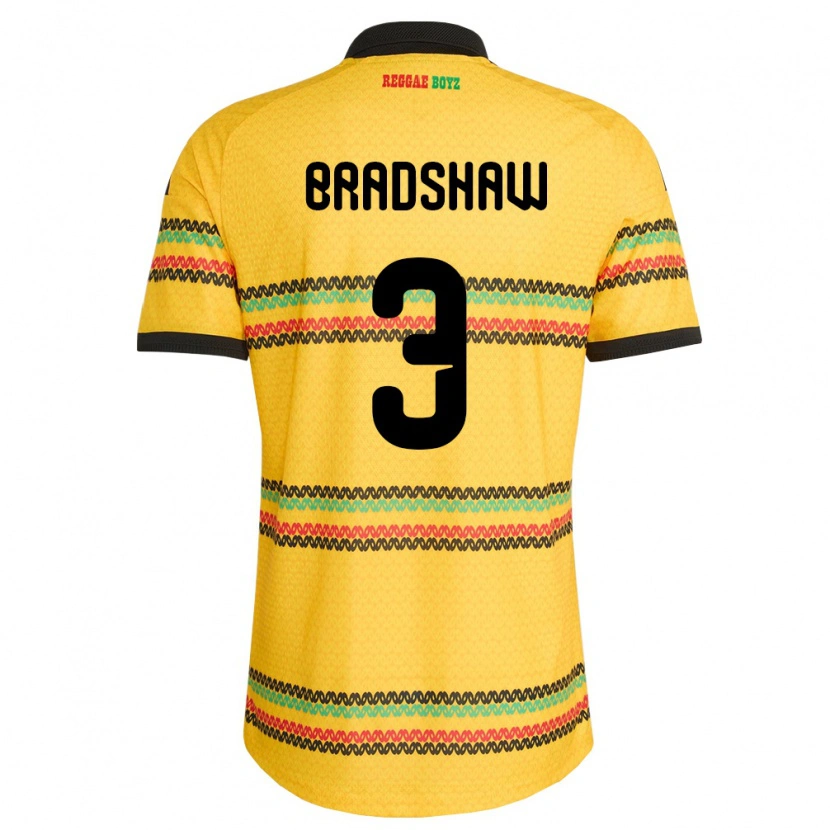Danxen Women Jamaica Jalani Bradshaw #3 Yellow Black Green Home Jersey 26-28 T-Shirt
