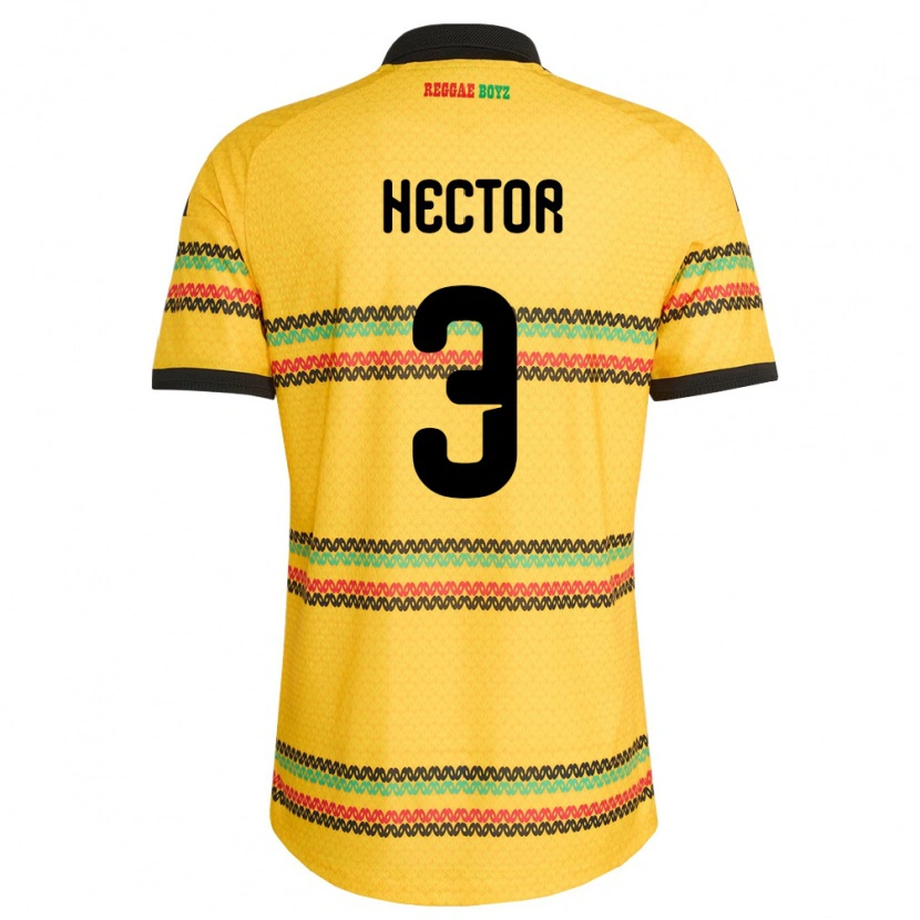 Danxen Women Jamaica Michael Hector #3 Yellow Black Green Home Jersey 26-28 T-Shirt