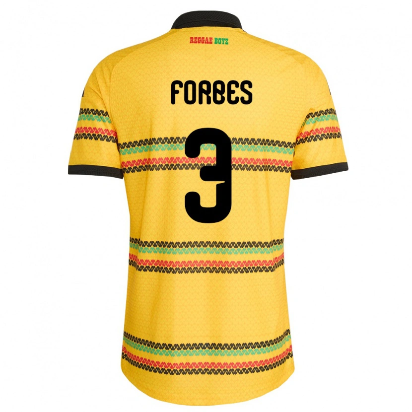 Danxen Women Jamaica Michael Forbes #3 Yellow Black Green Home Jersey 26-28 T-Shirt