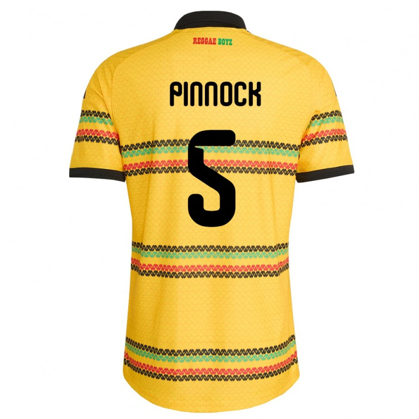 Danxen Women Jamaica Ethan Pinnock #5 Yellow Black Green Home Jersey 26-28 T-Shirt