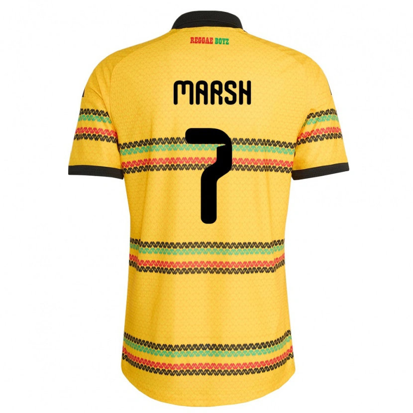 Danxen Women Jamaica Cadriano Marsh #7 Yellow Black Green Home Jersey 26-28 T-Shirt