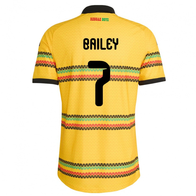 Danxen Women Jamaica Leon Bailey #7 Yellow Black Green Home Jersey 26-28 T-Shirt