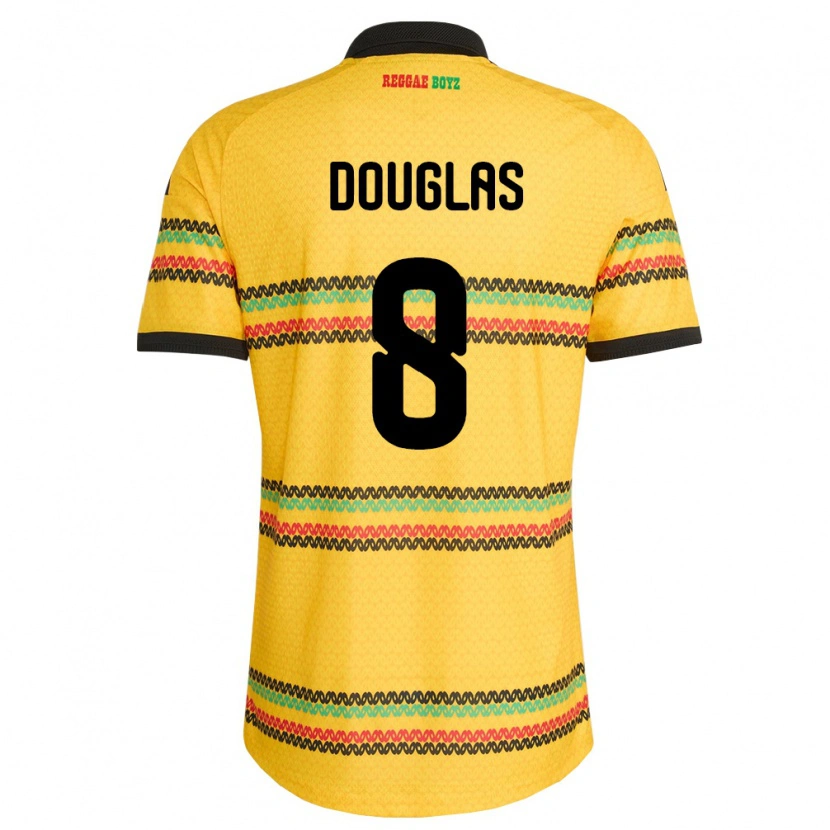Danxen Women Jamaica Jaheem Douglas #8 Yellow Black Green Home Jersey 26-28 T-Shirt