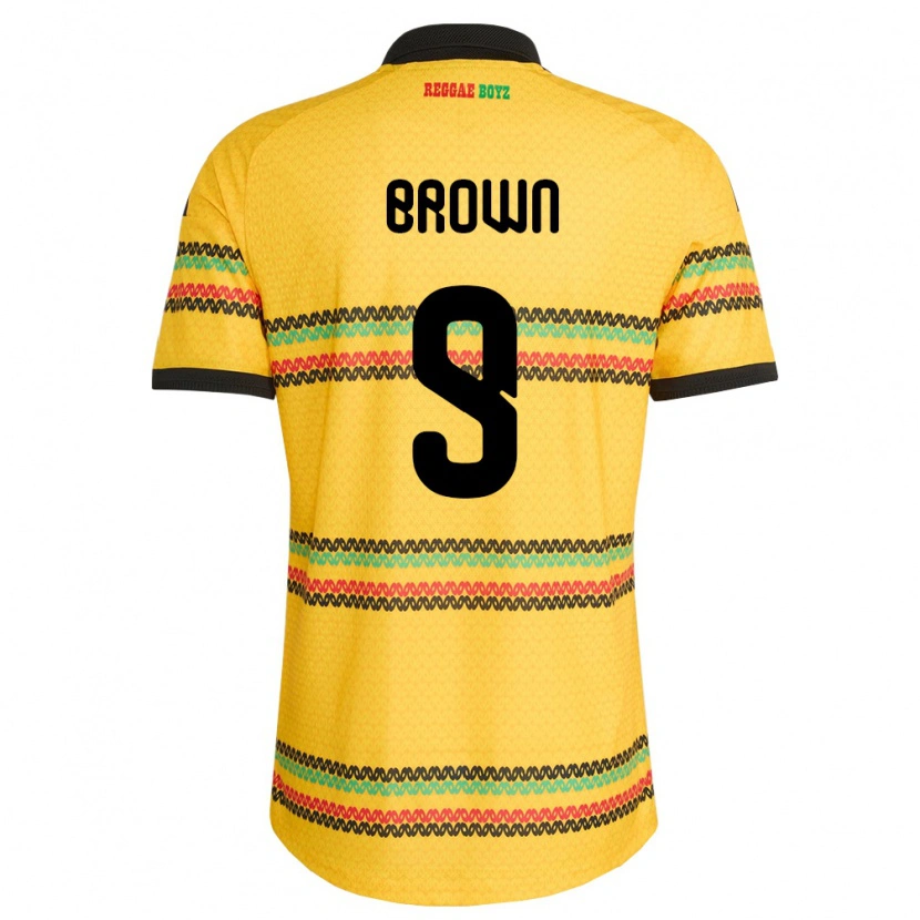Danxen Women Jamaica Kelvin Brown #9 Yellow Black Green Home Jersey 26-28 T-Shirt