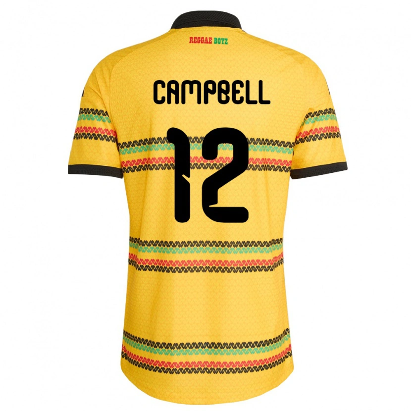 Danxen Women Jamaica Sashana Campbell #12 Yellow Black Green Home Jersey 26-28 T-Shirt