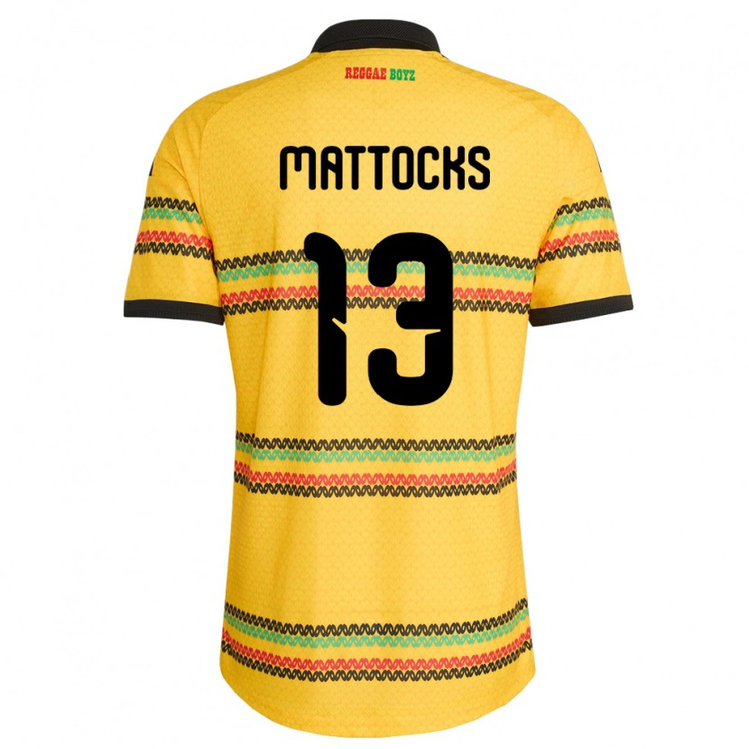 Danxen Women Jamaica Kemal Mattocks #13 Yellow Black Green Home Jersey 26-28 T-Shirt