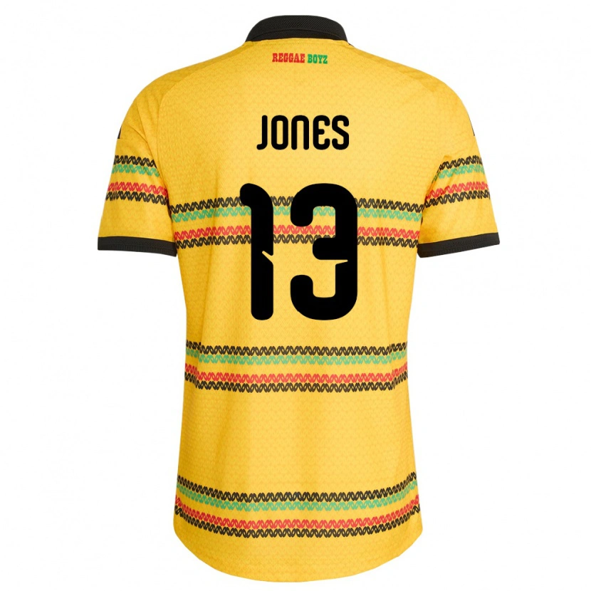 Danxen Women Jamaica Javanae Jones #13 Yellow Black Green Home Jersey 26-28 T-Shirt
