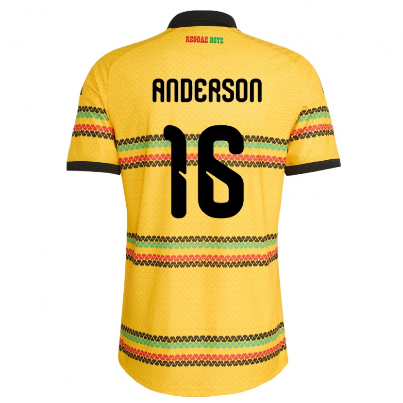 Danxen Women Jamaica Karoy Anderson #16 Yellow Black Green Home Jersey 26-28 T-Shirt