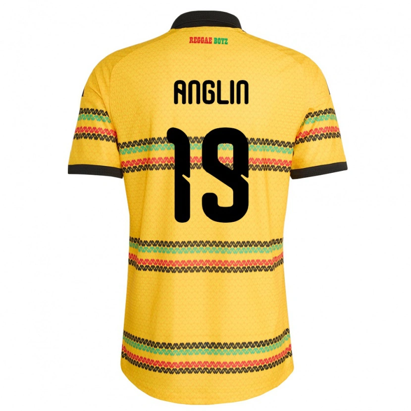 Danxen Women Jamaica Jahshaun Anglin #19 Yellow Black Green Home Jersey 26-28 T-Shirt