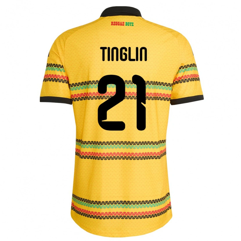 Danxen Women Jamaica Carlyle Tinglin #21 Yellow Black Green Home Jersey 26-28 T-Shirt