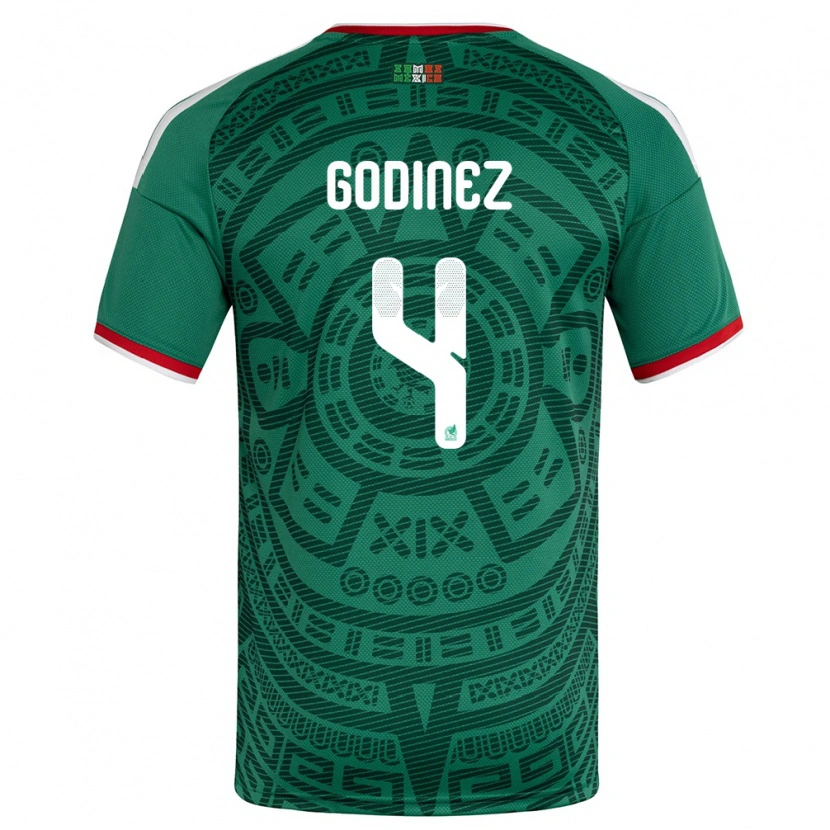 Danxen Women Mexico André Godinez #4 Green White Red Home Jersey 26-28 T-Shirt