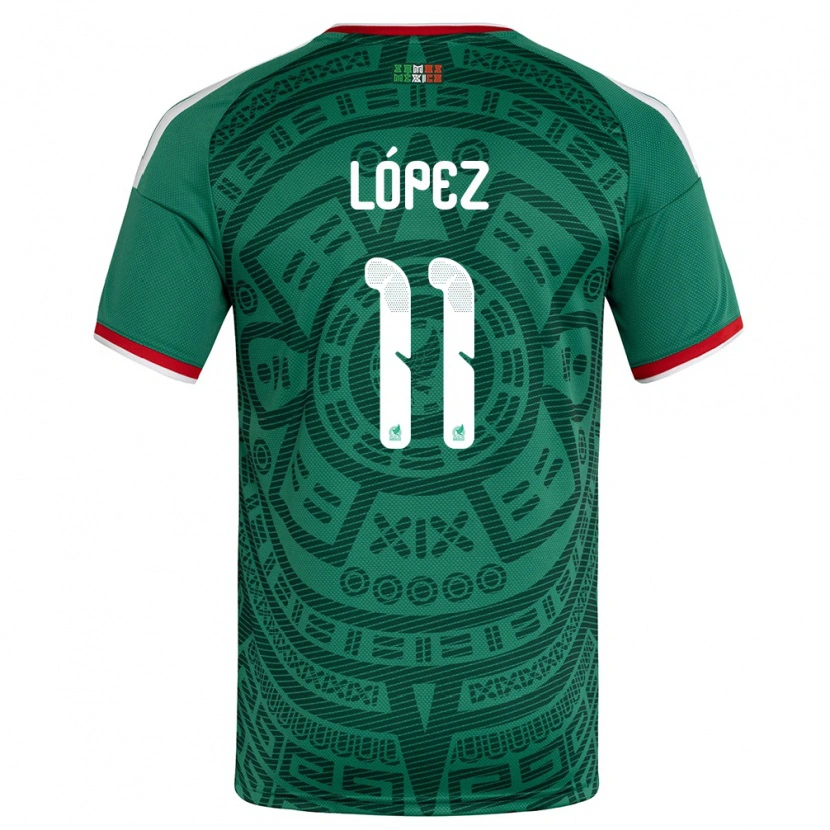 Danxen Women Mexico Juan López #11 Green White Red Home Jersey 26-28 T-Shirt