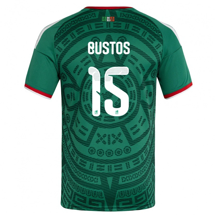 Danxen Women Mexico César Bustos #15 Green White Red Home Jersey 26-28 T-Shirt