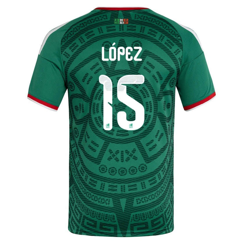 Danxen Women Mexico Everardo Lopez #15 Green White Red Home Jersey 26-28 T-Shirt