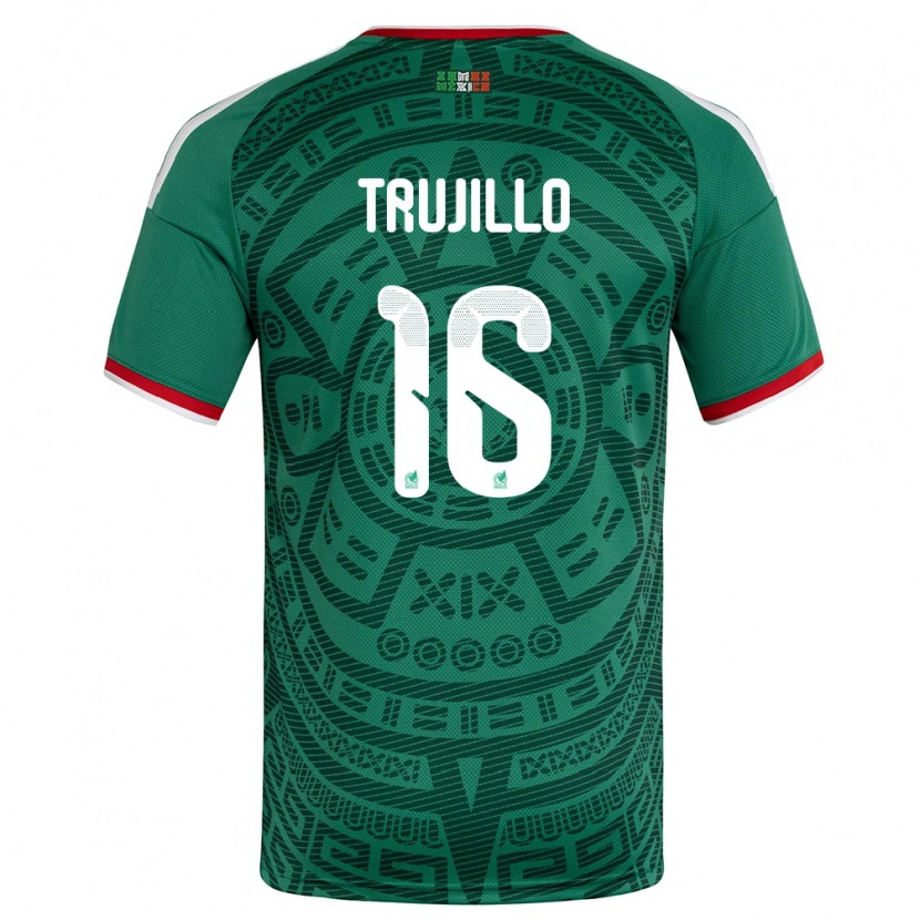 Danxen Women Mexico Luis Trujillo #16 Green White Red Home Jersey 26-28 T-Shirt
