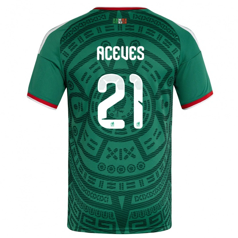 Danxen Women Mexico Daniel Aceves #21 Green White Red Home Jersey 26-28 T-Shirt