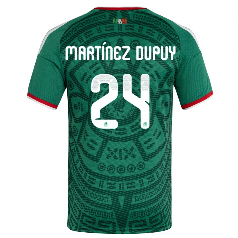 Danxen Women Mexico Luca Martínez Dupuy #24 Green White Red Home Jersey 26-28 T-Shirt
