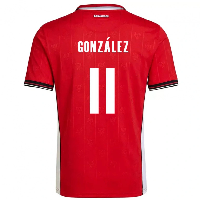 Danxen Women Panama Edmilson González #11 Red Brown White Home Jersey 26-28 T-Shirt