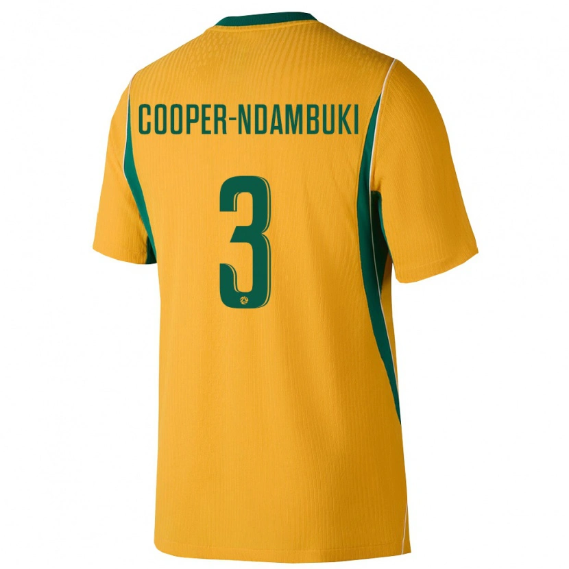Danxen Women Australia Deklan Cooper-Ndambuki #3 Yellow Green Home Jersey 26-28 T-Shirt