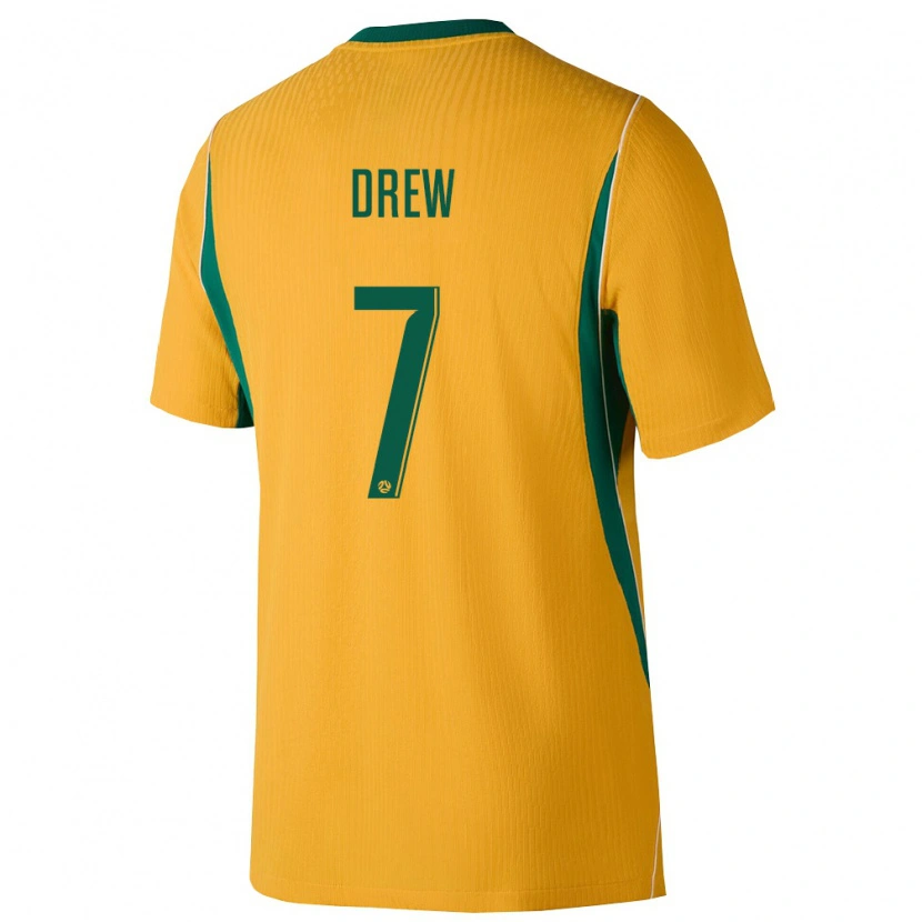 Danxen Women Australia Jed Drew #7 Yellow Green Home Jersey 26-28 T-Shirt