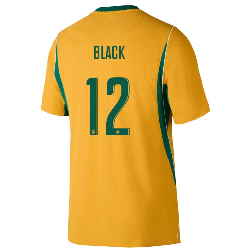 Danxen Women Australia Aaron Black #12 Yellow Green Home Jersey 26-28 T-Shirt