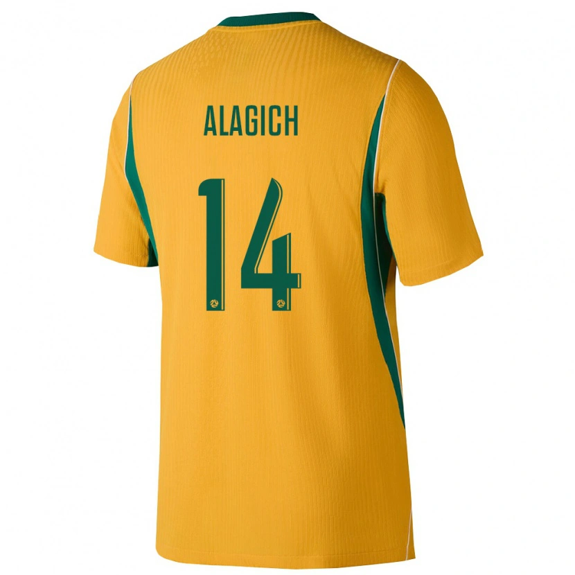 Danxen Women Australia Ethan Alagich #14 Yellow Green Home Jersey 26-28 T-Shirt